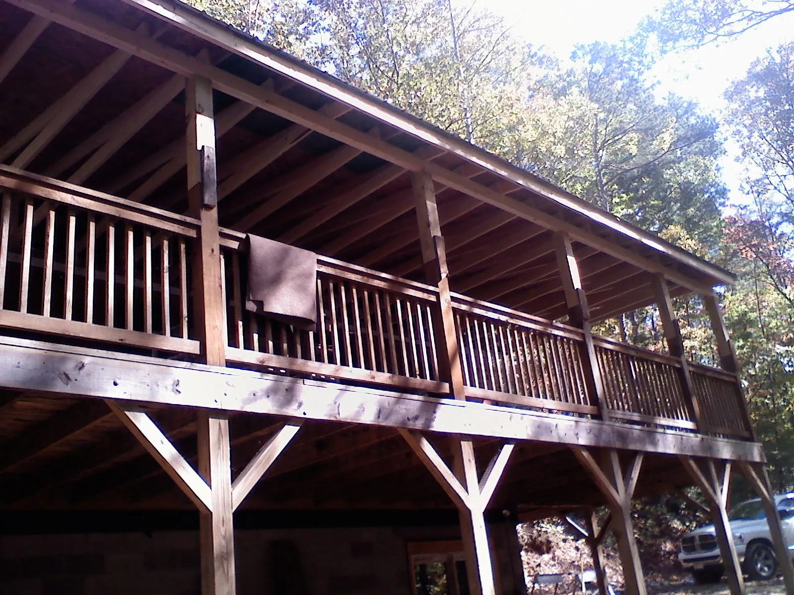 Timber framing under a new elevated porch and deck — Roof Leak Repair in Burtonsville by Roofing Brothers
